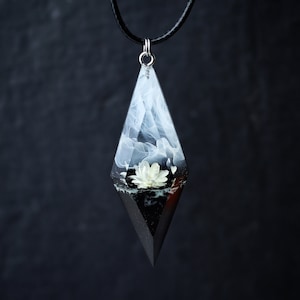 Wood resin necklace Handmade jewelry Glow in the dark