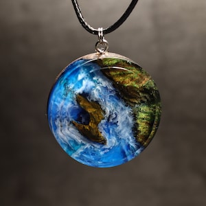 Wood resin pendant Landscape pendant Sea necklace Resin wood pendant