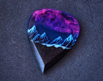 Wood resin guitar pick Northern Lights Best musician gift