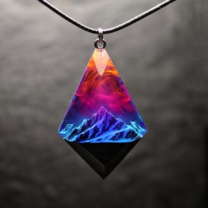 Nordlichter Holz Harz Schmuck Aurora borealis Holz Harz Halskette Kunstharz Holz Anhänger Im Dunkeln leuchten