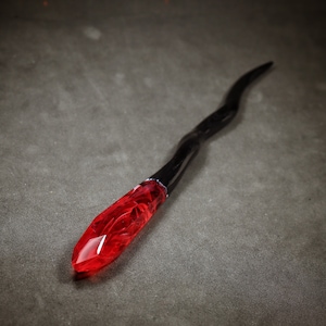 Black Wood Epoxy Crystal Hair Pin – Smooth Polished Design