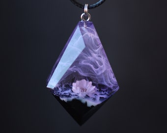 Flower pendant Perfect gift for her Wood resin pendant