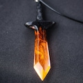 Wood resin pendant Handmade jewelry  Sword pendant product logo