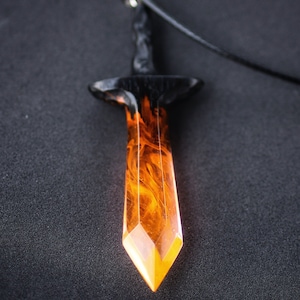 Wood resin pendant Handmade jewelry  Sword pendant