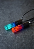 Couple Northern lights Wood Resin necklace - Birthday gift • Glow in the dark • Charm necklace product logo