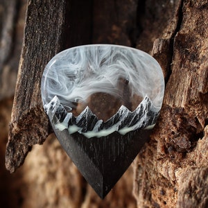 Wood resin guitar pick Glow in the dark Best musician gift image 4