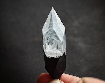 Wood Resin Crystal Pendant Necklace
