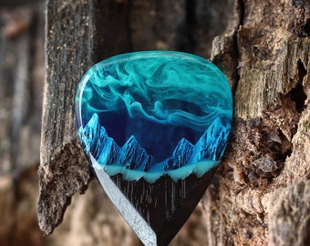 Wood Resin Guitar Pick Northern Lights Best Musician Gift - Etsy