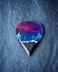 Wood resin guitar pick Northern Lights Best musician gift product logo