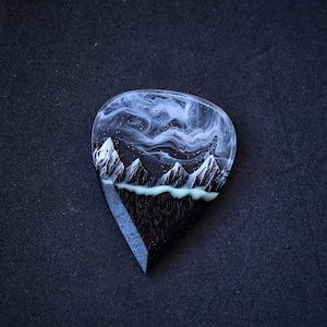 Wood resin guitar pick Glow in the dark Best musician gift image 6