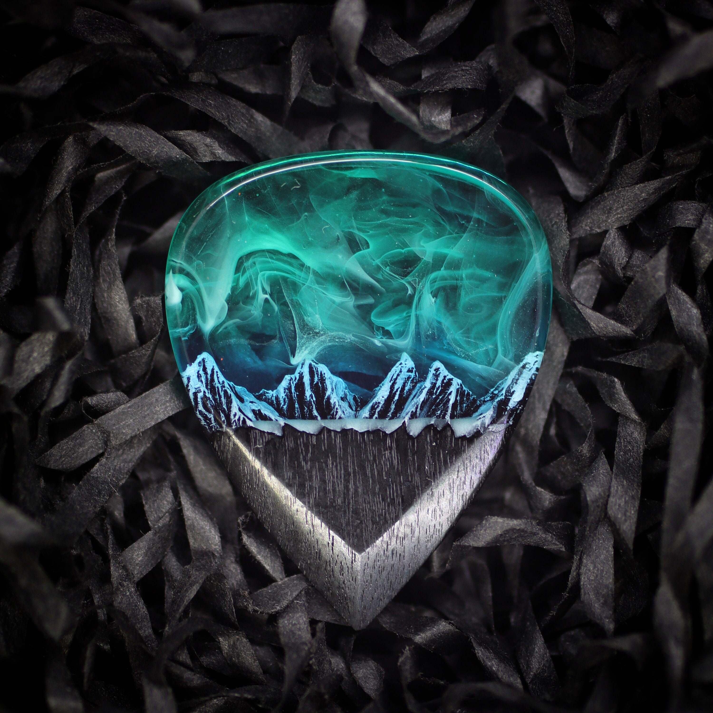 Wood resin guitar pick Northern Lights Best musician gift Etsy