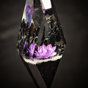 Wood resin pendant Handmade jewelry Glow in the dark