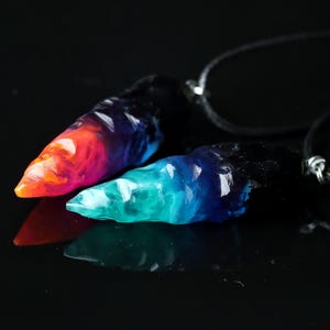 Wood Resin Northern Lights Pendant Set – Glow-in-Dark Necklace Pair