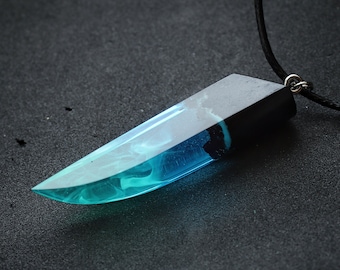 Handmade Wood & Resin Glow In The Dark Pendant Necklace - Light Absorbing, Luminous, Unique Women's Jewelry - View #3