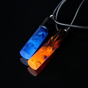 Minimalist Wood Resin Pendant Necklace – Glow Cylinder Charm Jewelry