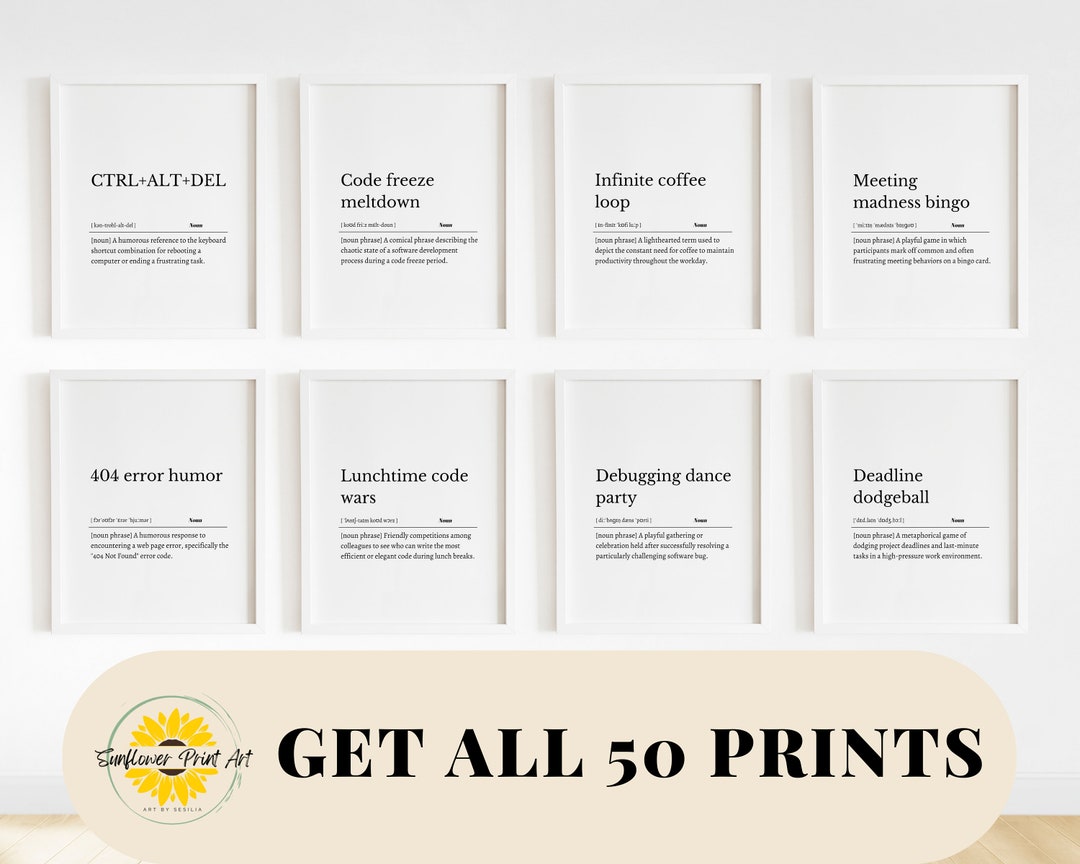 Office Wall Art Set 50 Printables Work From Home Funny Wall Art ...