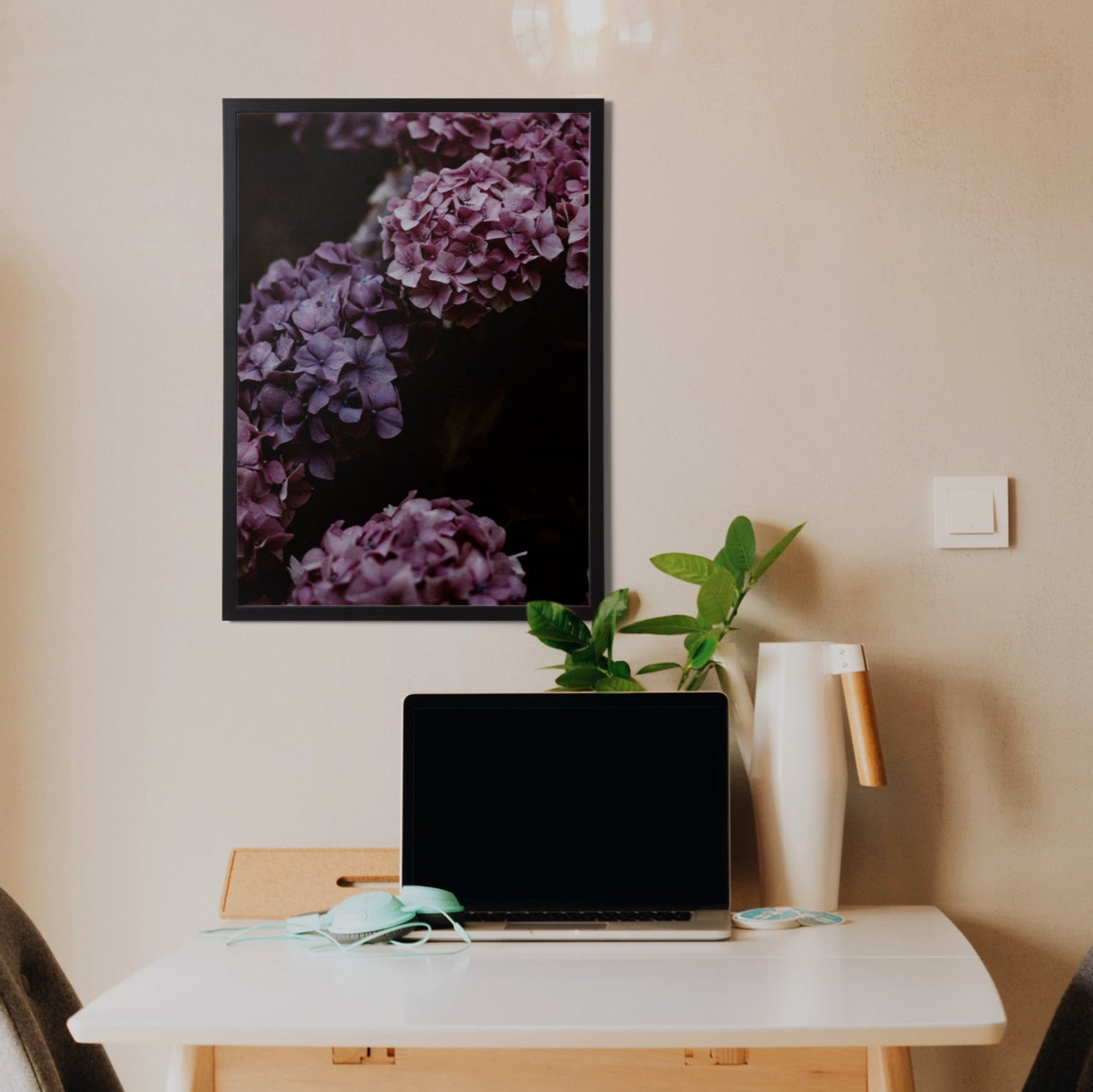 Pink Hydrangea Print, Botanical Prints, Nature Wall Art, Hydrangea Wall