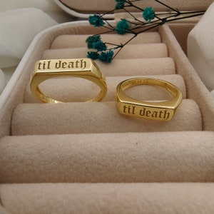 Til Death Ring Men Women Ring Personalized Til Death Jewelry Wedding Anniversary Promise Ring with Inside Engraving Valentines day Gift image 3
