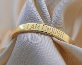 I am Enough Ring | Still I Rise Engraved Inside | Sterling Silver Self Love Inspirational Motivation Jewelry