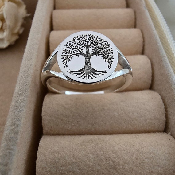 Tree of Life Ring Tree Signet Ring Engraved Rings Gift for Mom Evergreen Ring Nature Lover Gifts Family Tree Ring Father s Day Gifts Etsy Israel