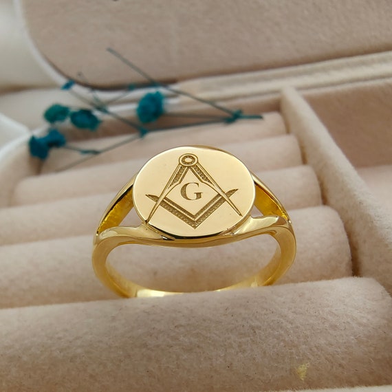 Buy Masonic Ring Signet Ring Master Mason Freemason Jewelry Gift Freemasonry  925 Silver, 24k-gold-plated Parts and All Seeing Eye Black Enamel Online in  India - Etsy