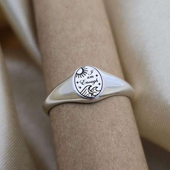 I am Enough Ring | Sterling Silver | Sun Waves Inspirational Ring | Self Love Jewelry | Gift for Daughter