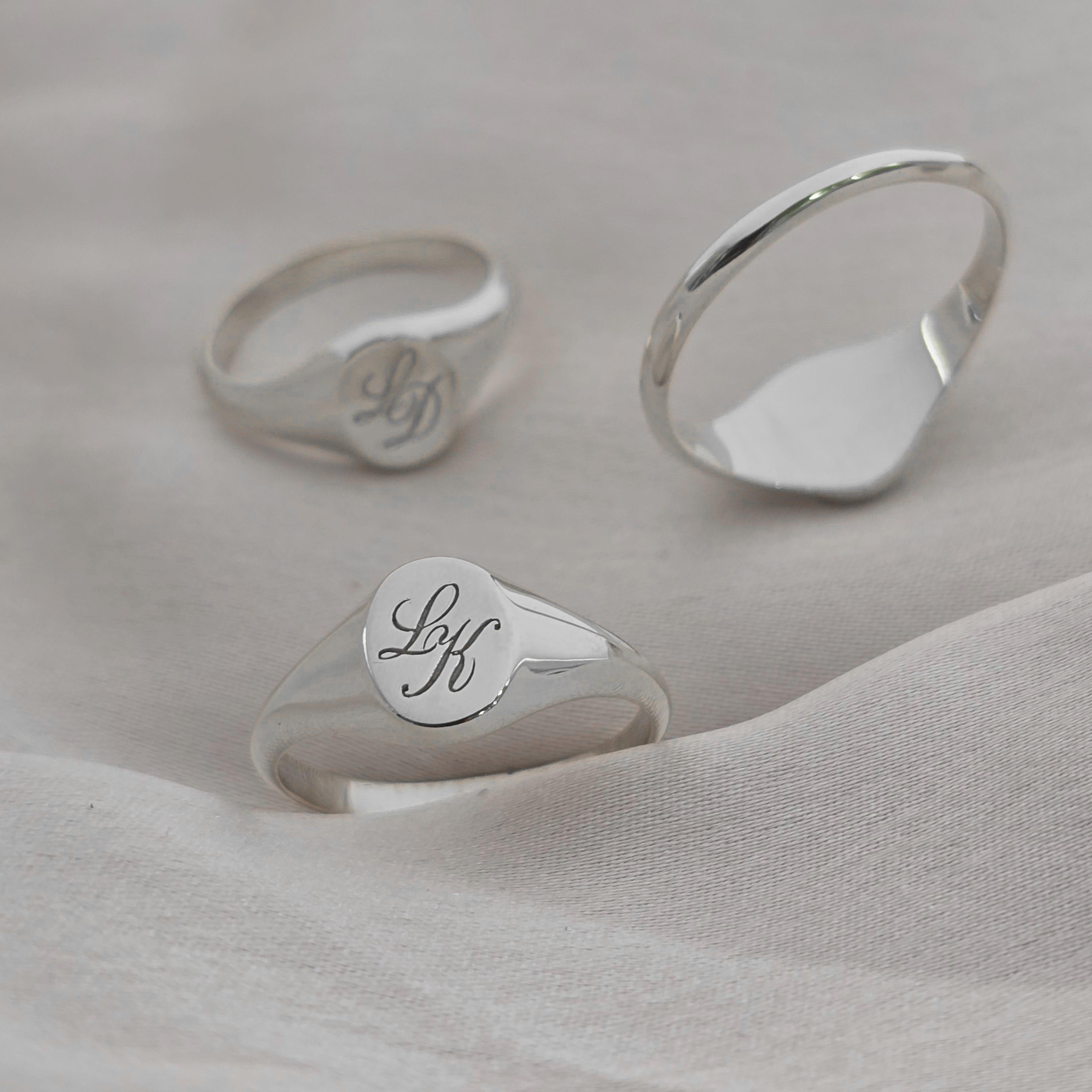 Couple Initials Ring for Men Women | Custom Signet Rings | Personalized ...