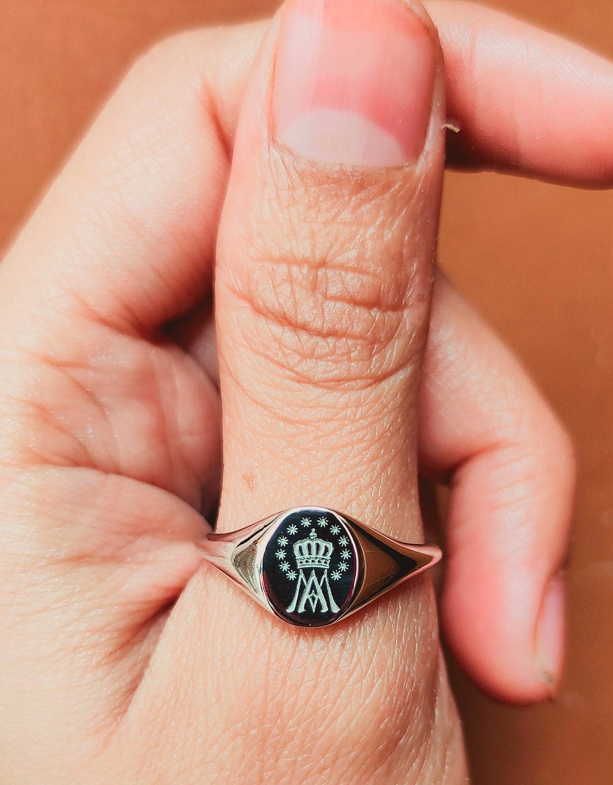 Marian Cross Ring Religious Ring Catholic Jewelry Mother Etsy