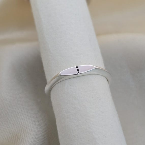 925 Sterling Silver Semi Colon Ring