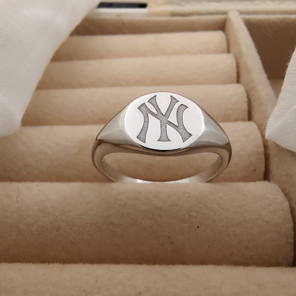 Sterling Silver Sports Ring Personalized Rings NY Yankees, NY Mets, LA Dodgers Ring, Baseball Team Ring, Football Team Ring, Any Team Ring