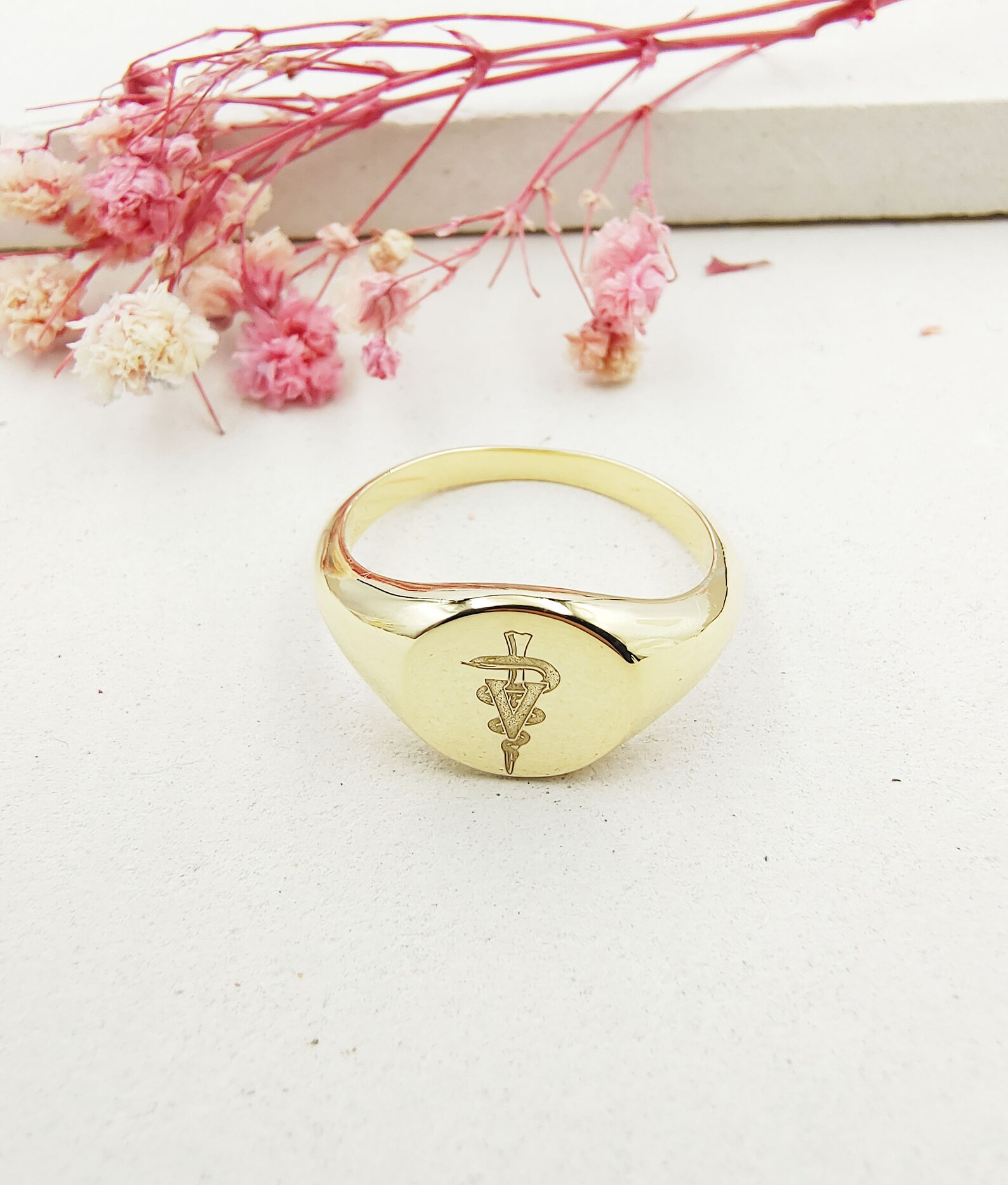6 Medical Symbol Ring Personalized Medical Ring Rod of Etsy