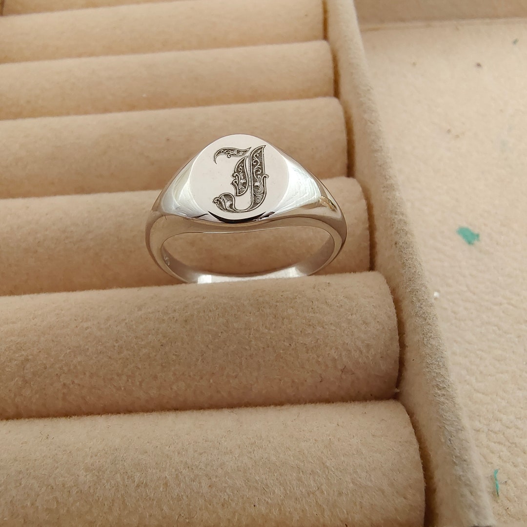 Initial Signet Ring 10/12 Mm Personalized Initials Ring, Custom Initial ...