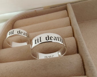 Til Death Ring Sterling Silver Till Death Band Wedding Anniversary Birthday Gift, Til Death Jewelry Christmas Gifts Holiday Jewelry