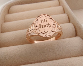 Til Death Ring in Rose Gold Sterling Silver Engraved Til Death Ring Till Death Jewelry Fifth Anniversary Gift Christmas Jewelry Gift for her
