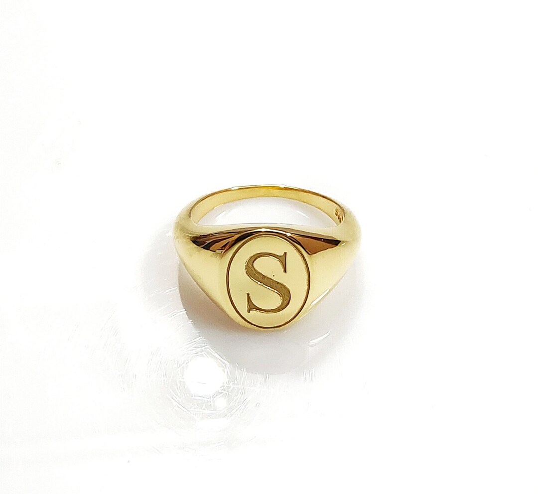 Initial Ring, Custom Letter Ring, Silver Signet Ring, Personalized ...