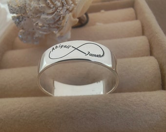 Infinity Ring With Name, Couple Name Rings, Gift for her, Anniversary Wedding Gifts, Infinity Band, Promise Ring, Infinity with Initials