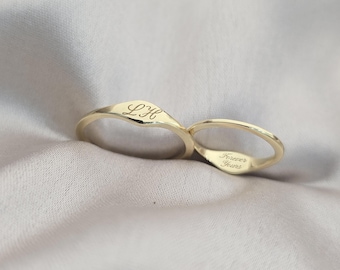 Gepersonaliseerde dubbele initiaalring | Initialen paar gegraveerd | Bijpassende ringen | Cadeau voor BFF | Cadeau bruidsmeisje