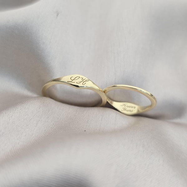 Anillo doble personalizado con iniciales / Iniciales de pareja grabadas / Anillos a juego / Regalo para mejores amigas / Regalo para damas de honor