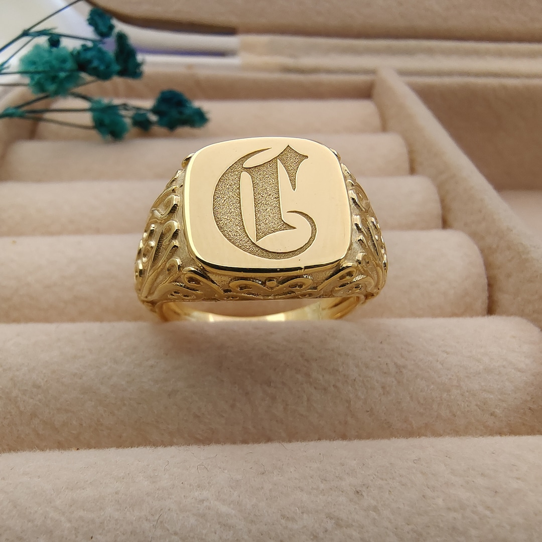 Mens sterling deals silver initial rings