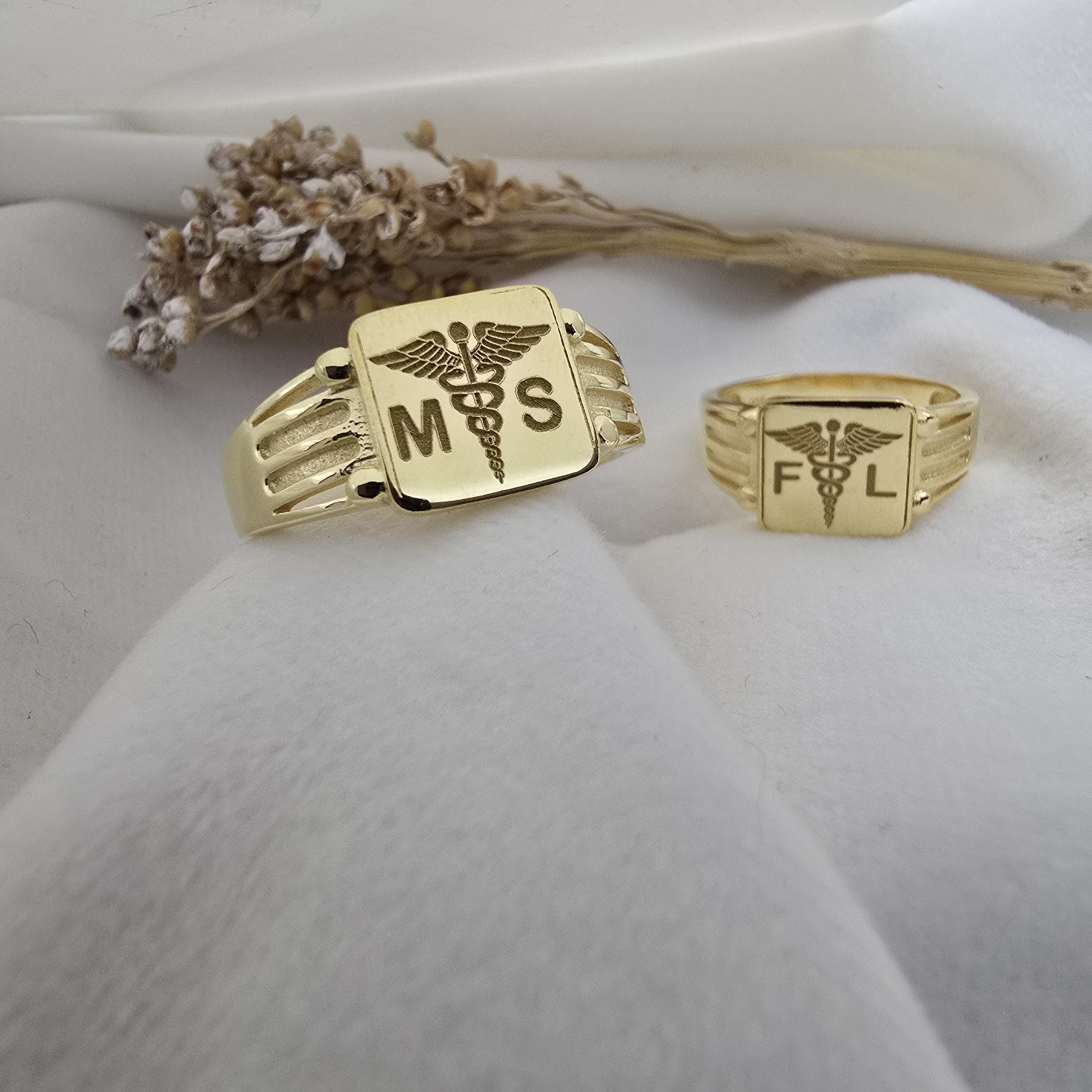 Buy Medical Symbol Ring, RN MD Personalized Caduceus Ring Buy Medical Symbol Ring, RN MD Personalized Caduceus Ring