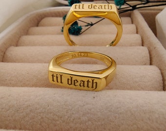 Til Death Ring Men Women Ring Personalized Til Death Jewelry Wedding Anniversary Promise Ring with Inside Engraving Valentines day Gift