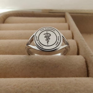 Medical Symbol Ring, Personalized Ring, Medical Student Gift Caduceus Ring, Rod of Asclepius, Doctor Ring, Nurse Gift Health and Wellness image 8