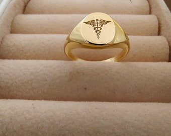 Caduceus Medical Symbol Ring Punk Biker Brass Jewelry Size 6