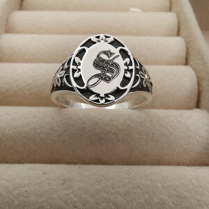 Anillo con inicial personalizado, anillo con letra, anillos personalizados para mujer, regalo de San Valentín, anillo con sello con inicial, regalos personalizados, regalo de San Valentín