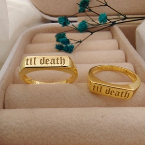 Til Death Ring Men Women Ring Personalized Til Death Jewelry Wedding Anniversary Promise Ring with Inside Engraving Valentines day Gift image 2
