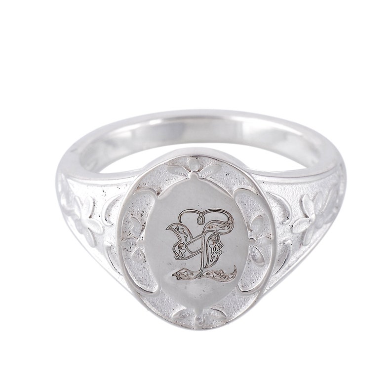Sterling Silver Oxidized Personalized Initial Ring Etsy