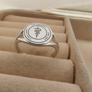 Medical Symbol Ring, Personalized Ring, Medical Student Gift Caduceus Ring, Rod of Asclepius, Doctor Ring, Nurse Gift Health and Wellness image 9