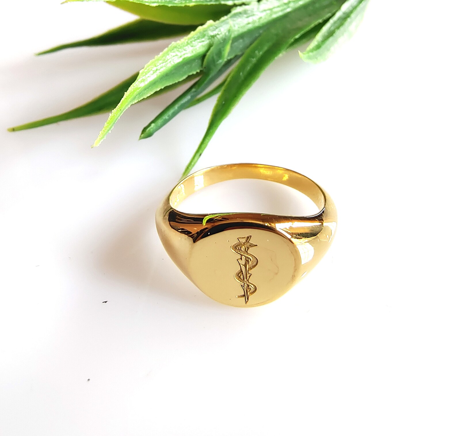 6 Medical Symbol Ring Personalized Medical Ring Rod of Etsy