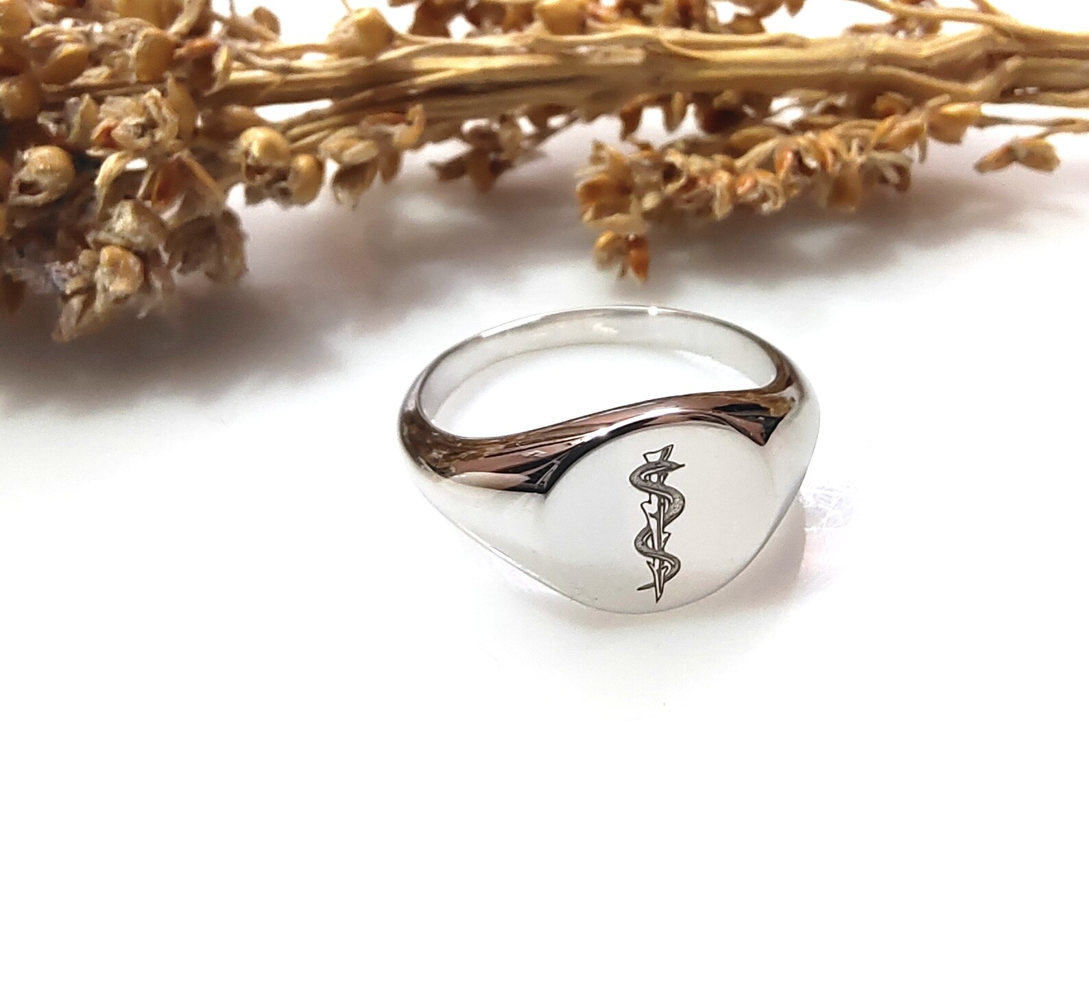 6 Medical Symbol Ring Personalized Medical Ring Rod of Etsy