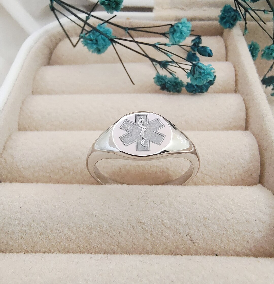 6 Medical Symbol Ring Personalized Medical Ring Rod of Etsy